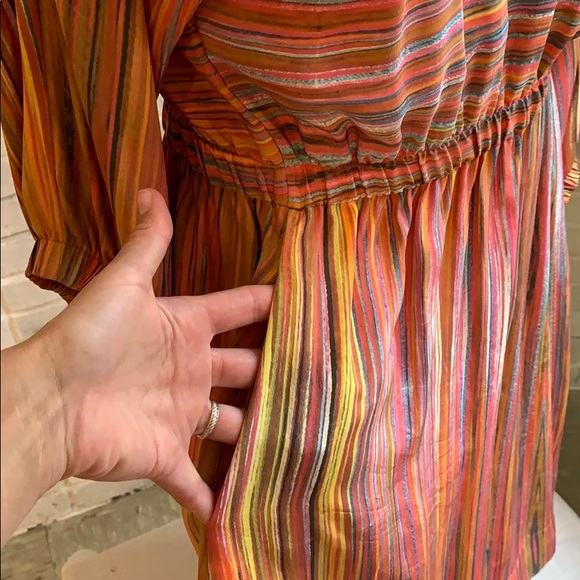 Ermie silk Watercolor painted striped dress - Picture 7 of 10